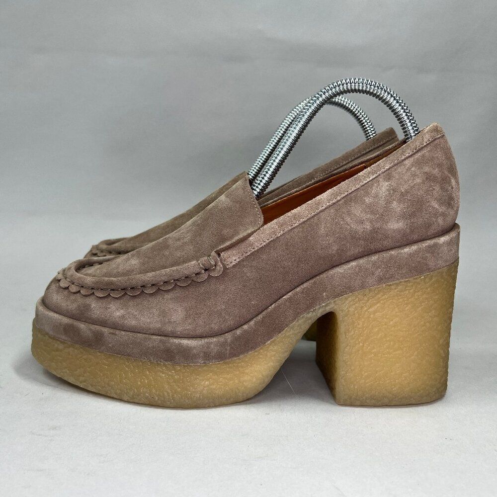 Marc Fisher Lina Platform Heels Women's Size 8.5 Beige Suede Leather Loafers - Picture 4 of 14